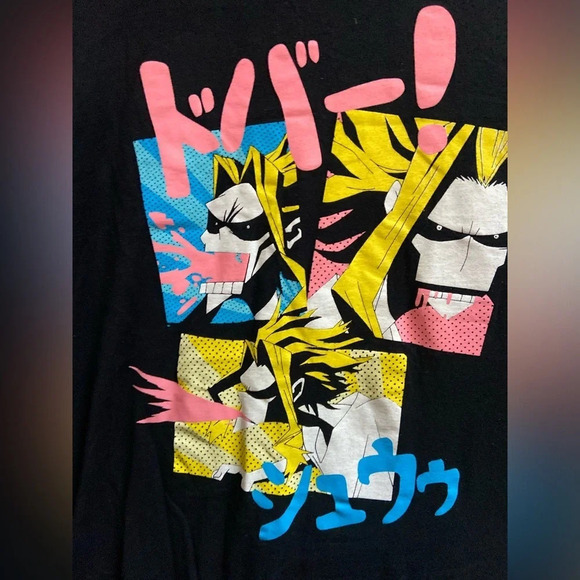 My Hero Academia All  Might Blood Anime Manga Mens Black T-Shirt Sz M - Picture 3 of 5